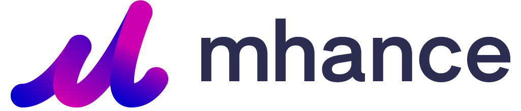 mhance logo in blue, purple and black
